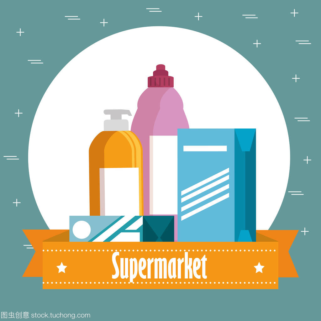 超市雜貨套裝圖標 百貨便利的視覺符號